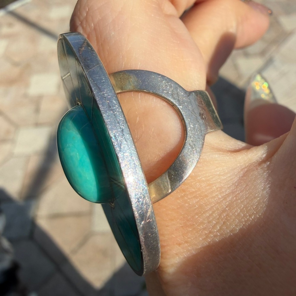 Jay King DRT 925 Silver Turquoise Inlay Statement Ring Sz 6.5 Oval Southwestern - Picture 5 of 13
